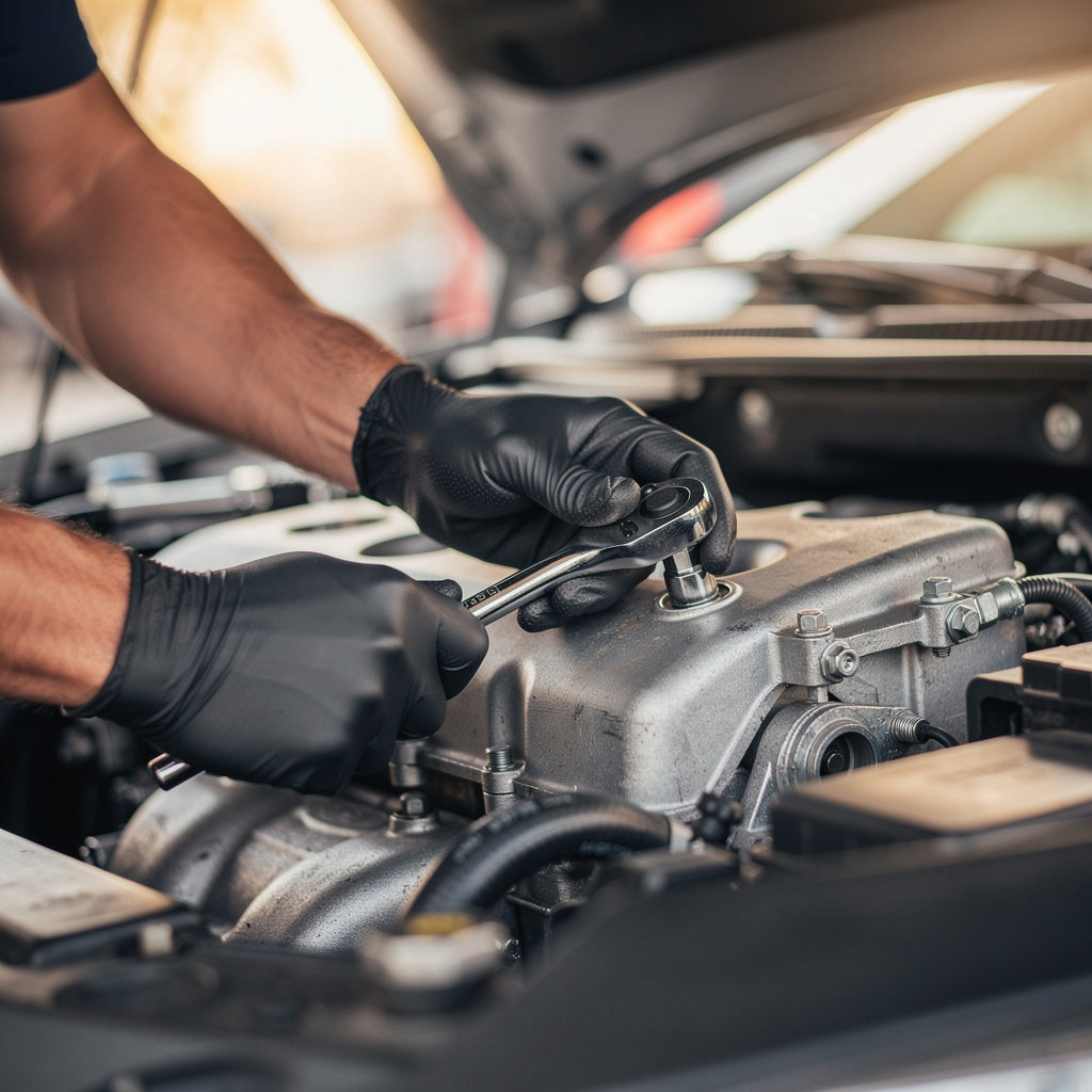 V N Auto Repair Body & Paint San Diego technician performing expert engine diagnostics and auto repair services