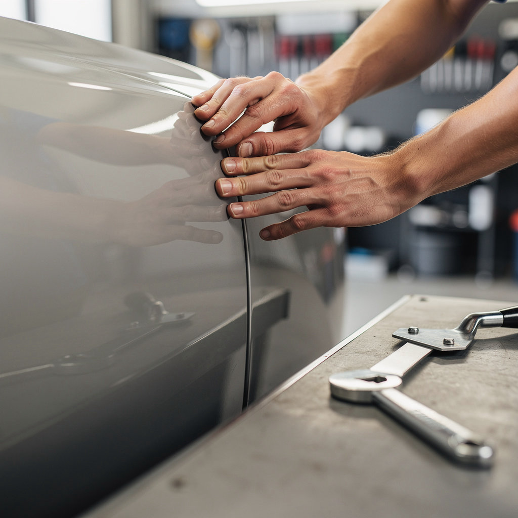 V N Auto Repair Body & Paint San Diego technician demonstrating quality craftsmanship and attention to detail during an auto repair